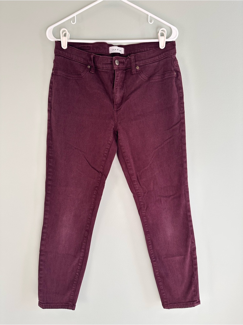 LILA RYAN High-Rise Burgundy Slim Jeans